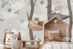 Fototapeta: Imitacja lasu ze słoniem i roślinnością