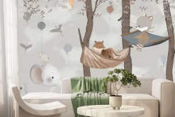 Fototapeta: Imitacja lasu ze słoniem i roślinnością