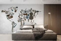 Fototapeta: Imitacja mapy świata z instrumentami