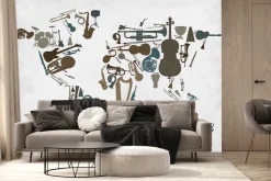 Fototapeta: Imitacja mapy świata z instrumentami