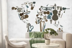 Fototapeta: Imitacja mapy świata z instrumentami