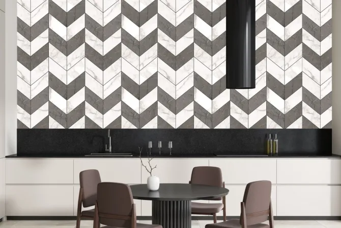 Fototapeta: Imitacja szarych i białych płytek