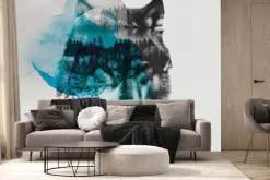 Fototapeta: Imitacja wilka w leśnej scenerii