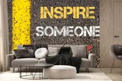 Fototapeta: Inspire kogoś dziś motywacyjnych cytatów. linia żółta farba na