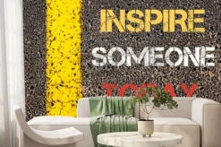 Fototapeta: Inspire kogoś dziś motywacyjnych cytatów. linia żółta farba na