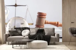 Fototapeta: International law concept. world globe and scales