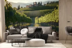 Fototapeta: Italian vineyard landscape with a house, generative ai