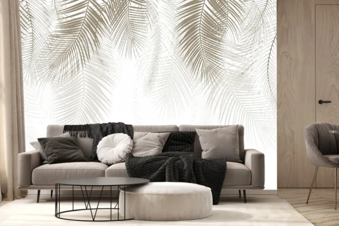 Fototapeta: Jasne beżowe wiszące liście tropikalne