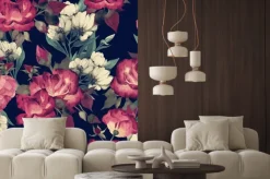 Fototapeta: Jednolite kwiatowy wzór z różami, akwarela. ilustracji wektorowych.