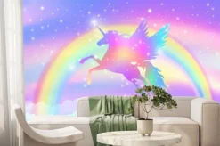 Fototapeta: Jednorożec na tle tęczy w chmurach