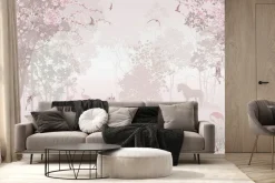 Fototapeta: Jednorożec w magicznym różowy lesie