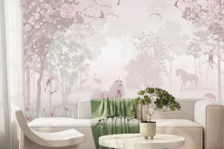 Fototapeta: Jednorożec w magicznym różowy lesie