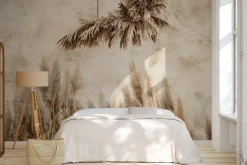 Fototapeta: Jesienne trawy na beżowej ścianie