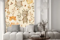 Fototapeta: Jesienne zwierzęta lasu dziecięcy wzór