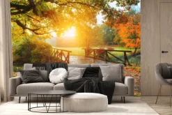 Fototapeta: Jesienny krajobraz wschód słońca w parku