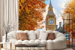 Fototapeta: Jesienny krajobraz z widokiem na big ben w londynie