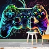Fototapeta: Joystick pad do gier w neonowych kolorach