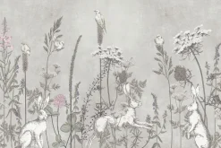 Fototapeta: Łąka z dzikimi kwiatami i zającami