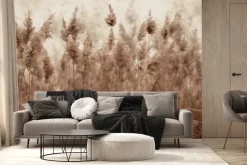 Fototapeta: Łąka z suszonymi trawami trzciny