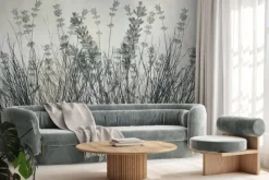 Fototapeta: Łąka z trawą i kwiatami lawendy