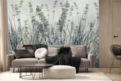 Fototapeta: Łąka z trawą i kwiatami lawendy