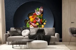 Fototapeta: Kalmary z grilla dla dzieci z pomidorami cherry