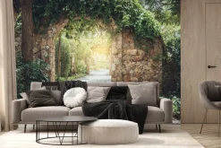 Fototapeta: Kamienny łuk porośnięty roślinnością