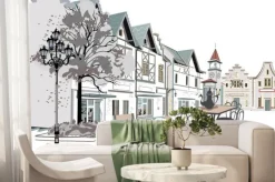 Fototapeta: Kawiarenka na starym mieście w stylu akwarelowym