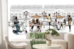 Fototapeta: Kawiarenka na starym mieście w stylu graficznym