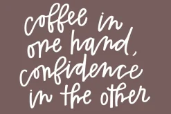 Fototapeta: Kawowe napisy na brązowym tle