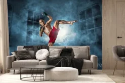 Fototapeta: Kickbokser w trakcie treningu