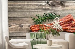 Fototapeta: Kiełbasa wędzona kabanos - tradycyjna kiełbasa cienka