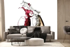 Fototapeta: Kieliszek z białym i czerwonym winem