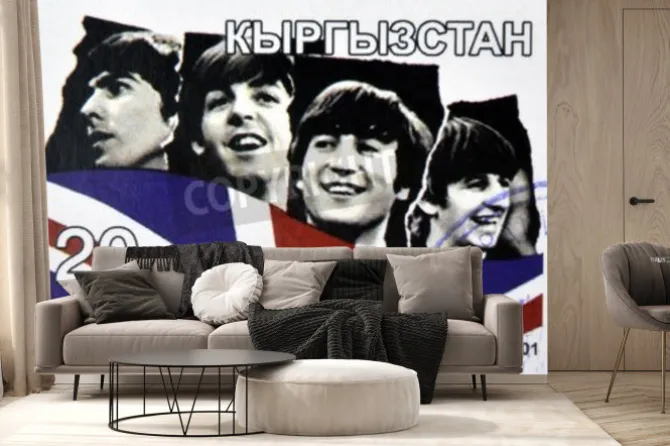 Fototapeta: Kirziguistan - około 2001: stempel drukowane w kirziguistan pokazuje