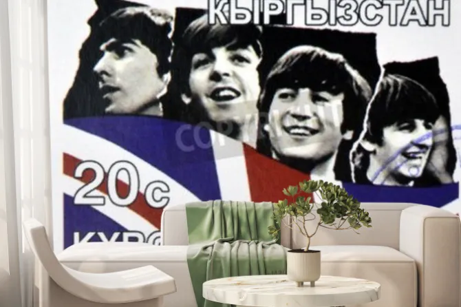 Fototapeta: Kirziguistan - około 2001: stempel drukowane w kirziguistan pokazuje