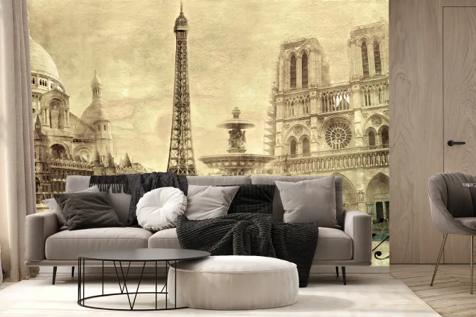 Fototapeta: Klasyczna karta pocztowa z widokiem na paryż