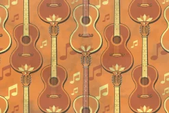 Fototapeta: Klasyczne gitary na tle nut
