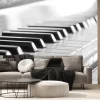 Fototapeta: Klawiatura fortepianu. czarno-biały obraz z selektywnej focus
