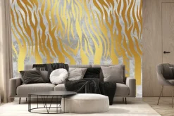 Fototapeta: Klawisze fortepianu z imitacją złotej zebry