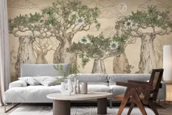 Fototapeta: Klimatyczny krajobraz z baobabem vintage