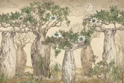 Fototapeta: Klimatyczny krajobraz z baobabem vintage