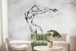 Fototapeta: Kobieca sylwetka w stylu akwareli na betonowym tle w szarości