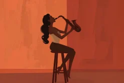 Fototapeta: Kobieta grająca na saksofonie