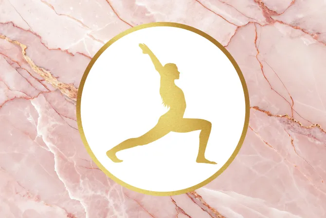 Fototapeta: Kobieta podczas jogi na różowym marmurze