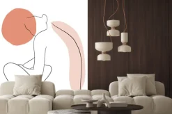 Fototapeta: Kobieta siedząca tyłem rysowana jedną linią