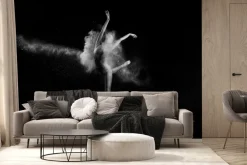 Fototapeta: Kobieta tańcząca balet na czarnym tle