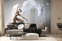 Fototapeta: Kobieta tańcząca balet na betonowym tle