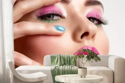 Fototapeta: Kobieta w mocnym makijażu w stylu fashion