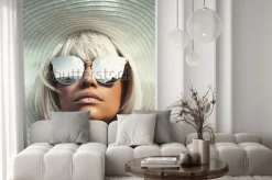 Fototapeta: Kobieta w okularach przeciwsłonecznych i słomianym kapeluszu