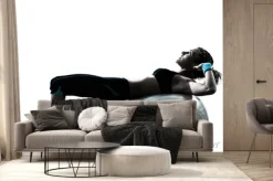 Fototapeta: Kobieta wykonywania przydatności treningu piłka